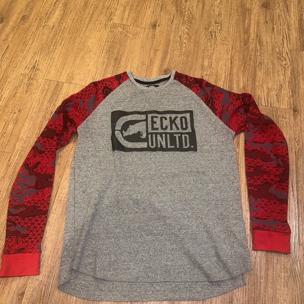 Ecko Unlimited Gray and Red Patterned Long Sleeve